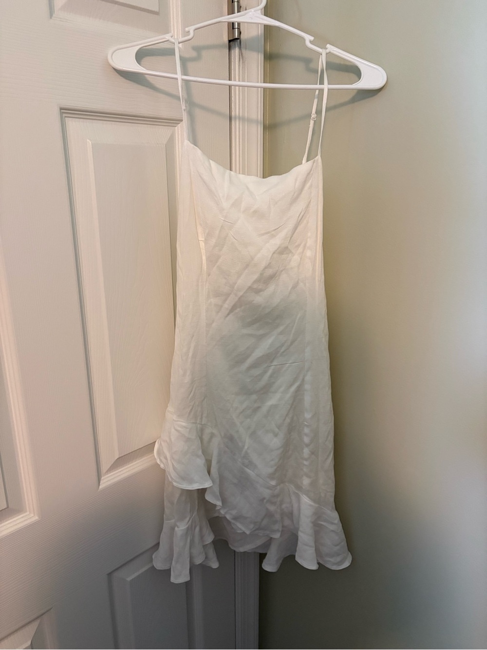 Elegant White Ruffle Slip Dress - Women's